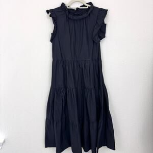 Chepe Womens Maxi Dress Size S 100% Cotton Summer Ruffle Neutral Italy Black